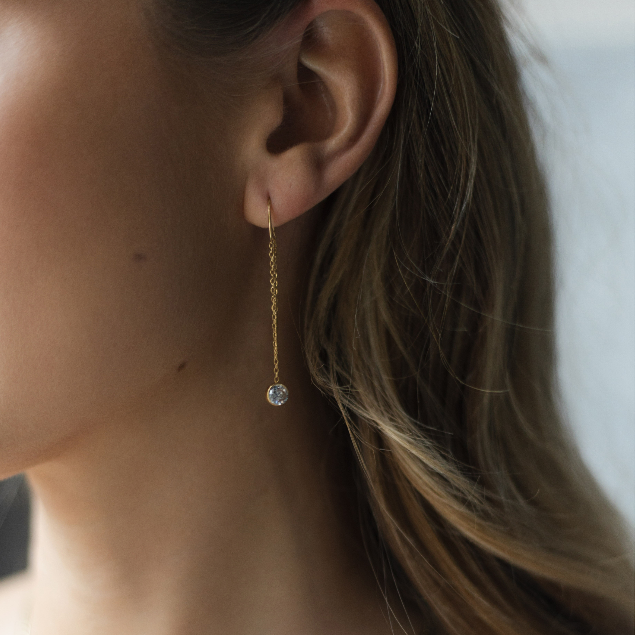 Diamond Dangling Oorbellen 14k goud verguld waterpoof