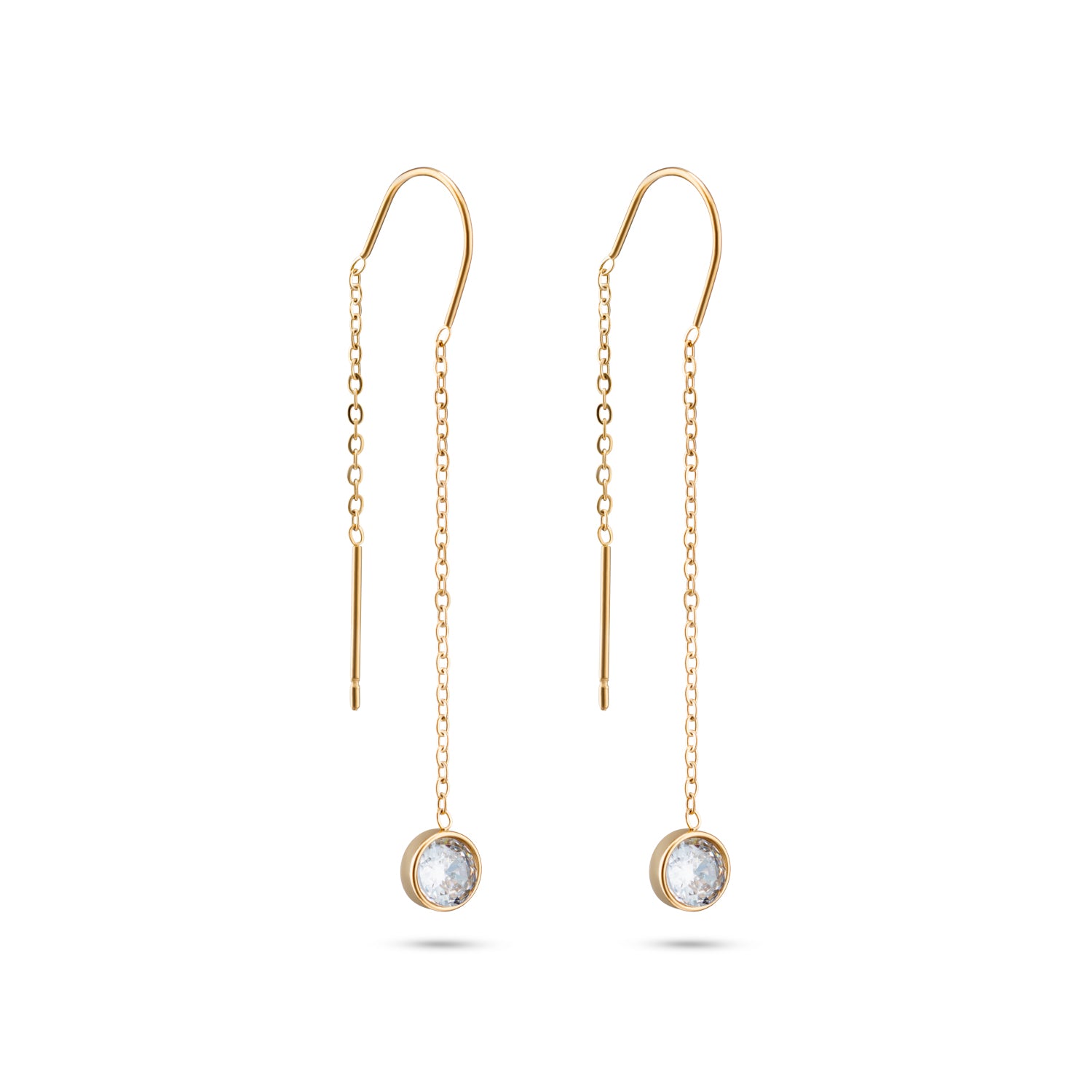 Diamond dangling oorbel 14k goud verguld waterproof zirkonia steen
