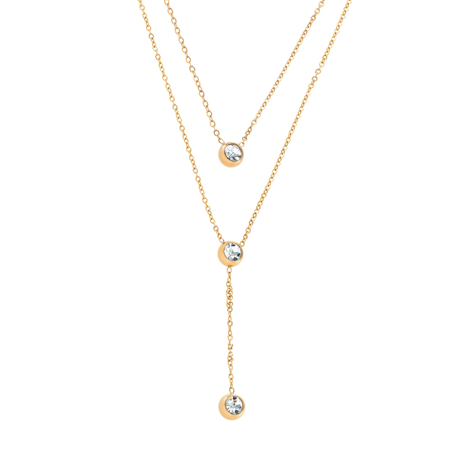 Double chain zirkonia ketting 18k goud verguld waterproof