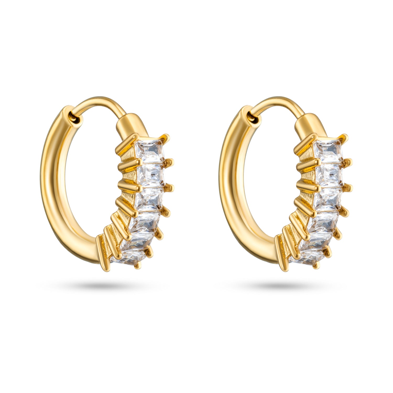14k goud verguld waterproof oorbellen met zirkonia steentjes classy
