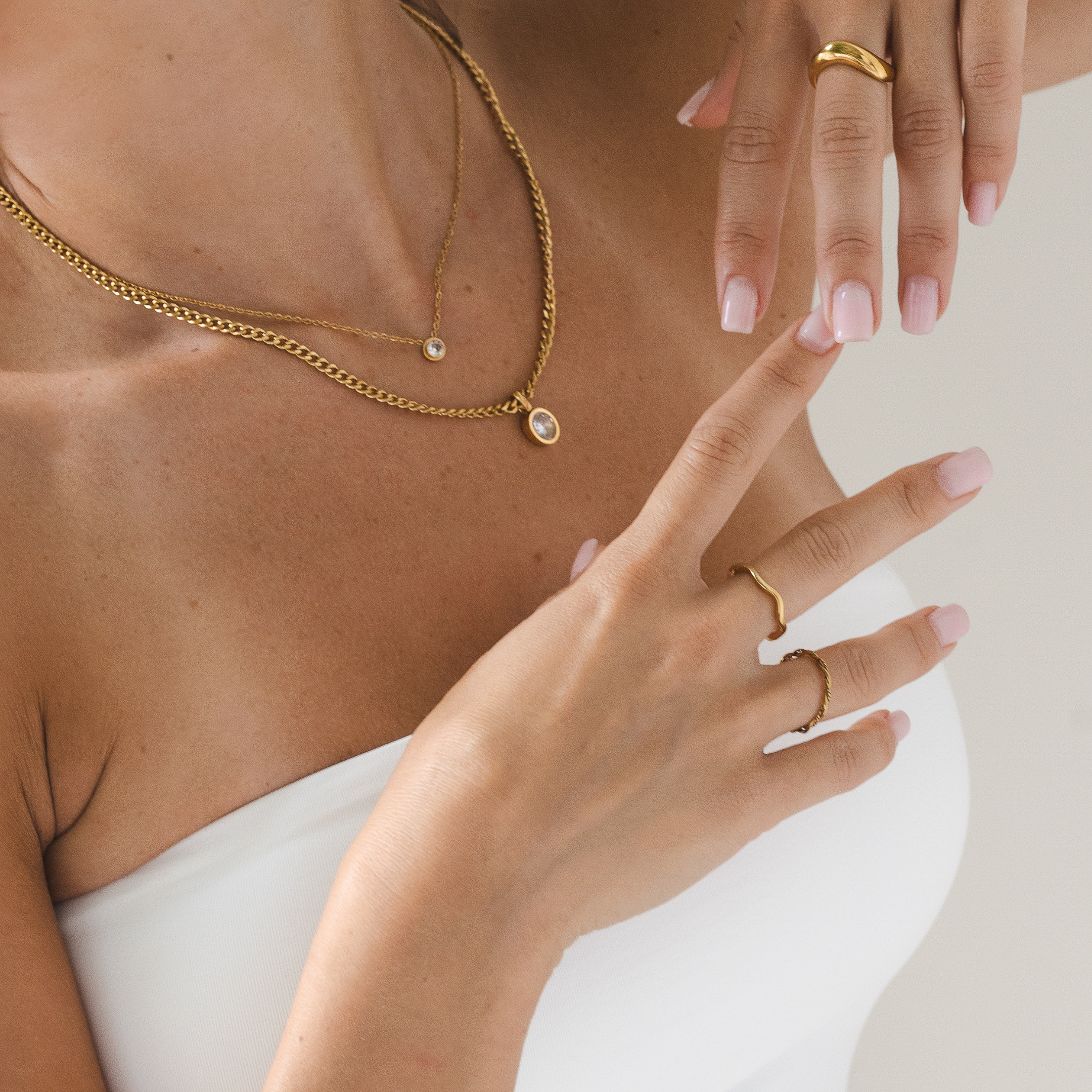 Wave golvende ring 18k goud verguld waterproof ring