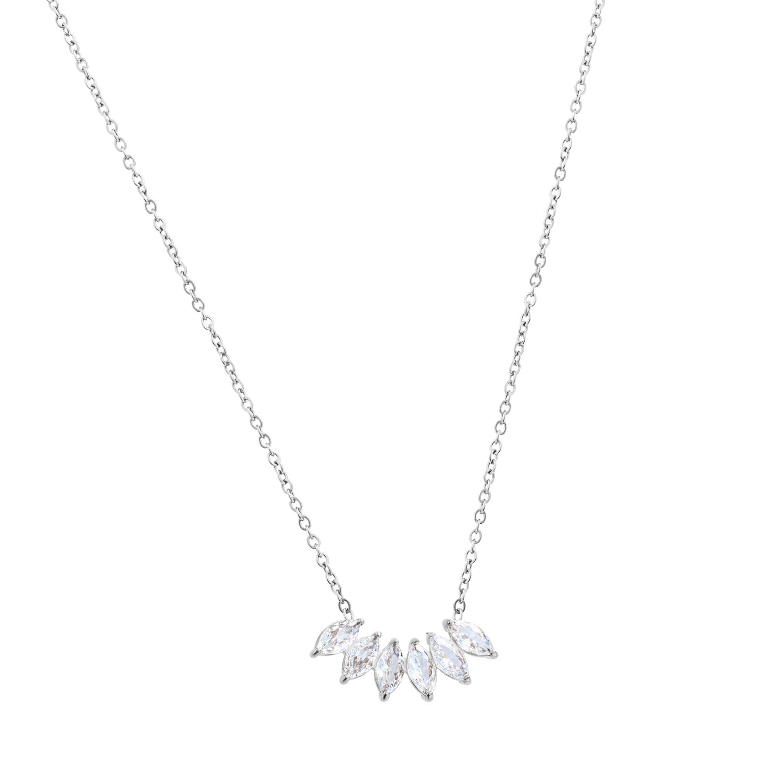 Luminous Leafs ketting zilverkleur zirkonia steentjes