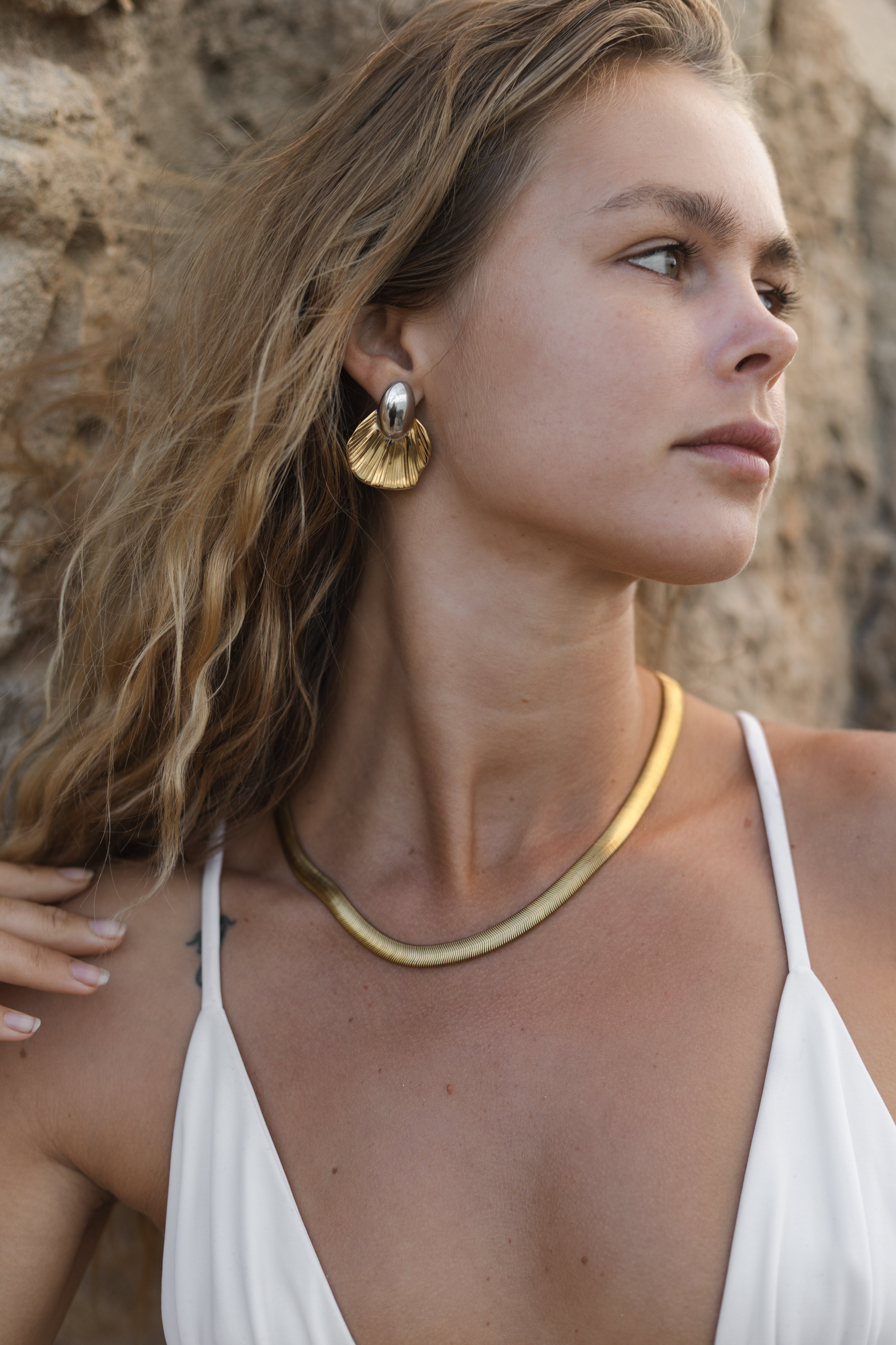 Mermaid tail bicolor oorbellen waterproof 18k goud verguld