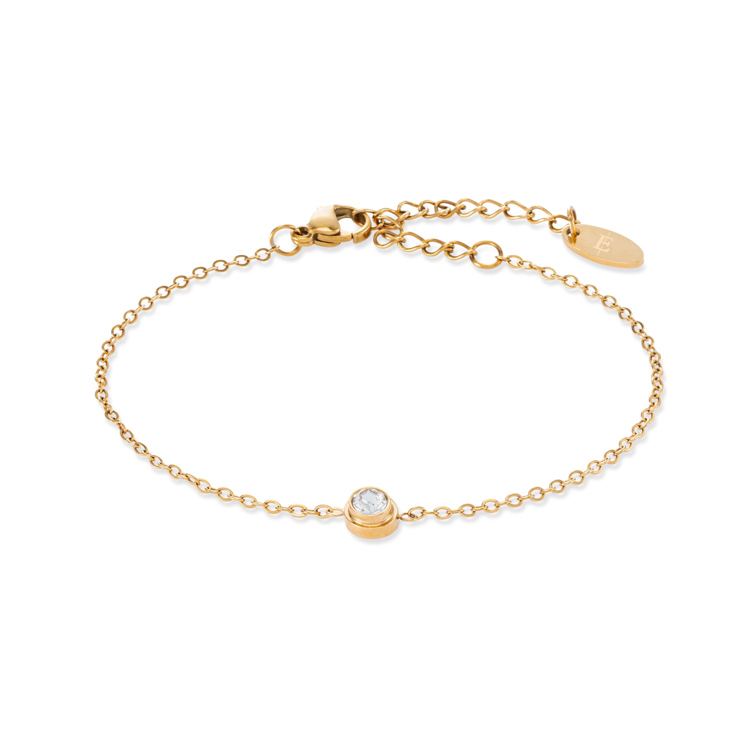 Minimal stone schakel armband 18k goud verguld waterproof