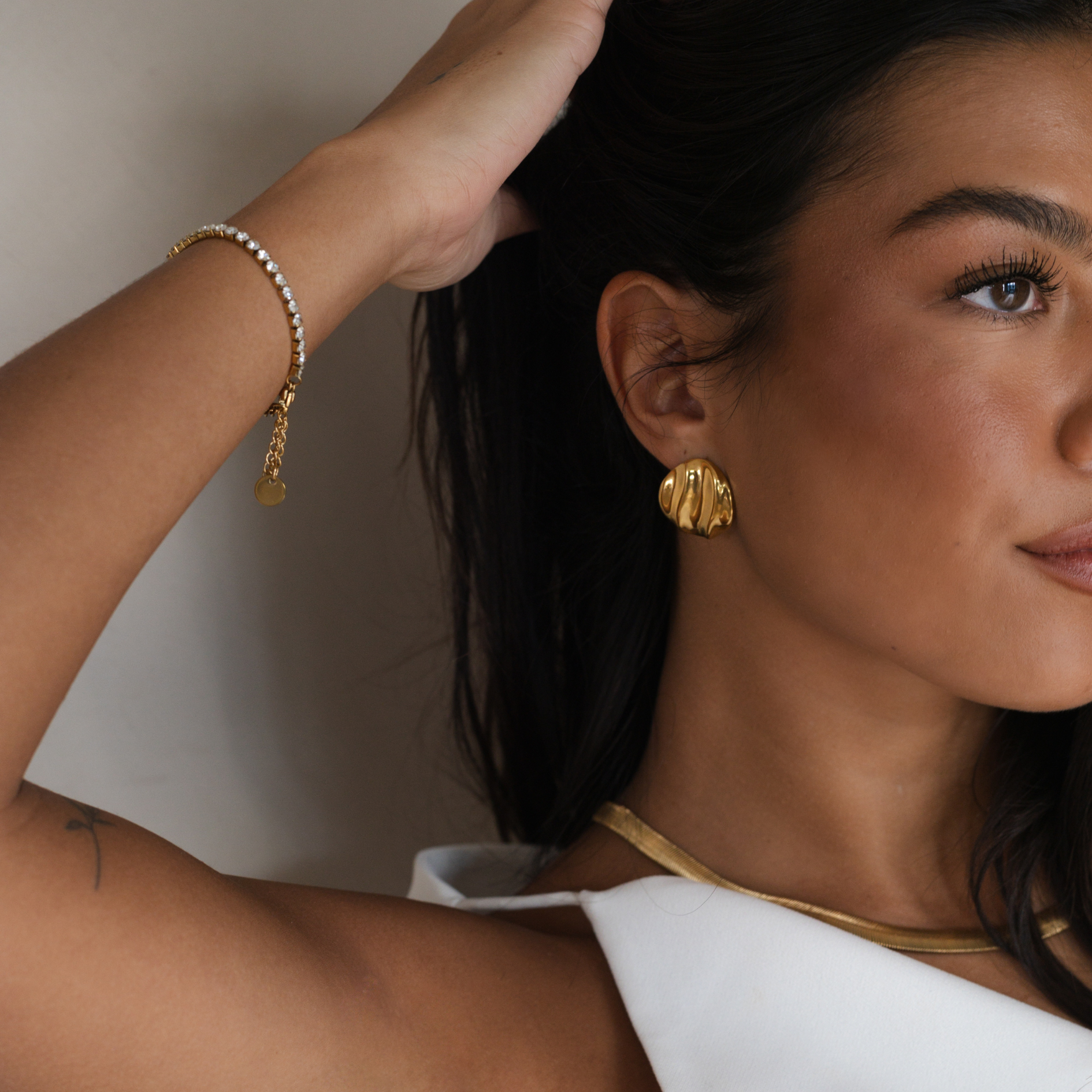 Oval Essence oorbellen 18k goud verguld waterproof