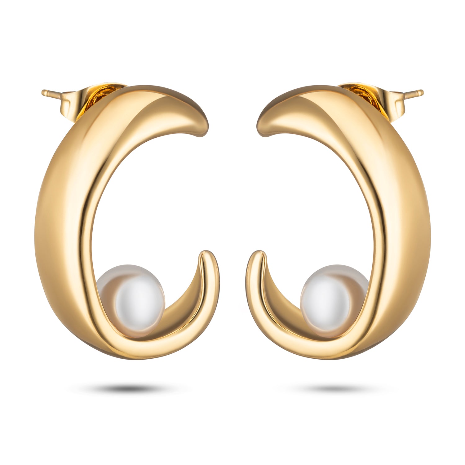 Pearl Eclipse Parel oorbellen 18k goud verguld waterproof