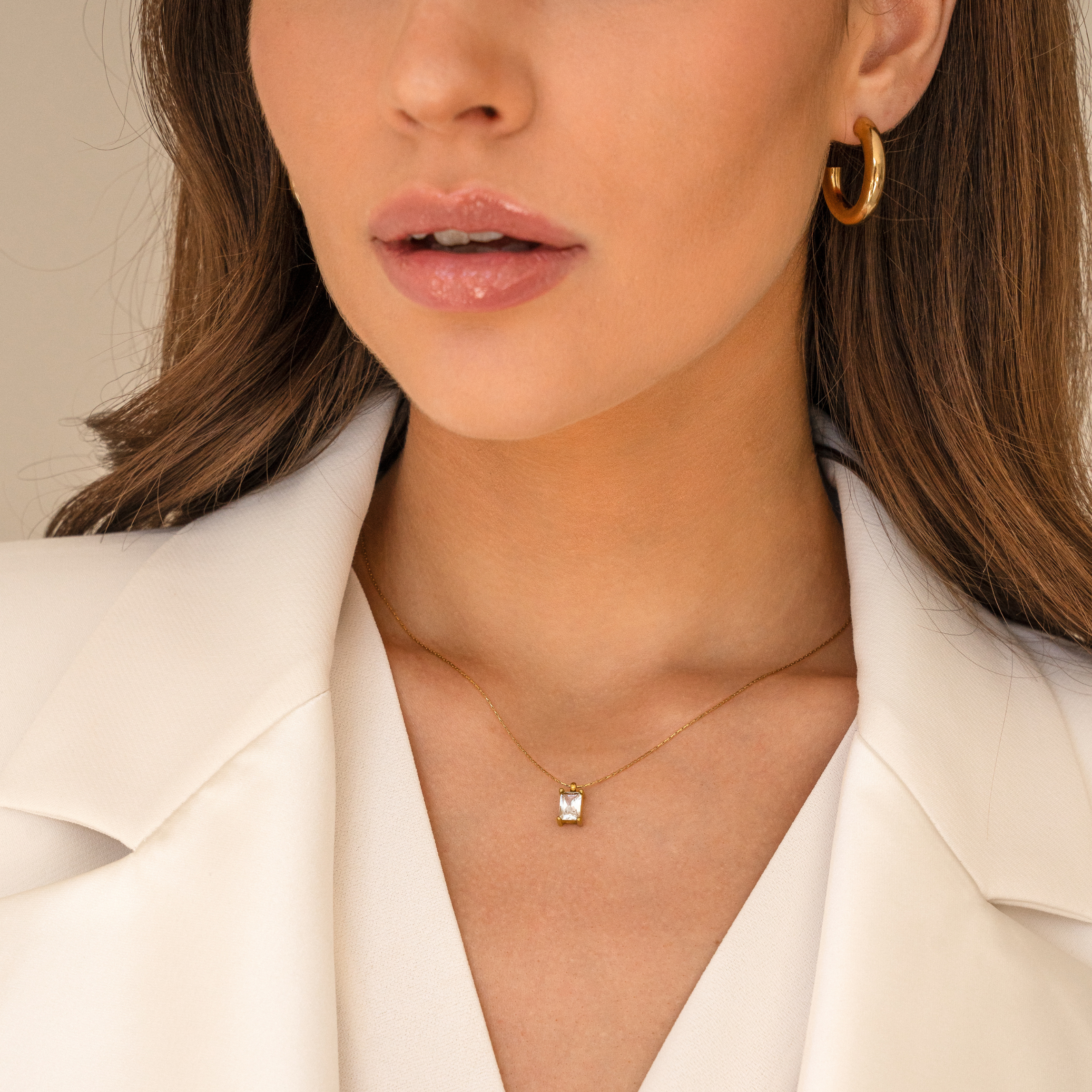 Zirconia square necklace