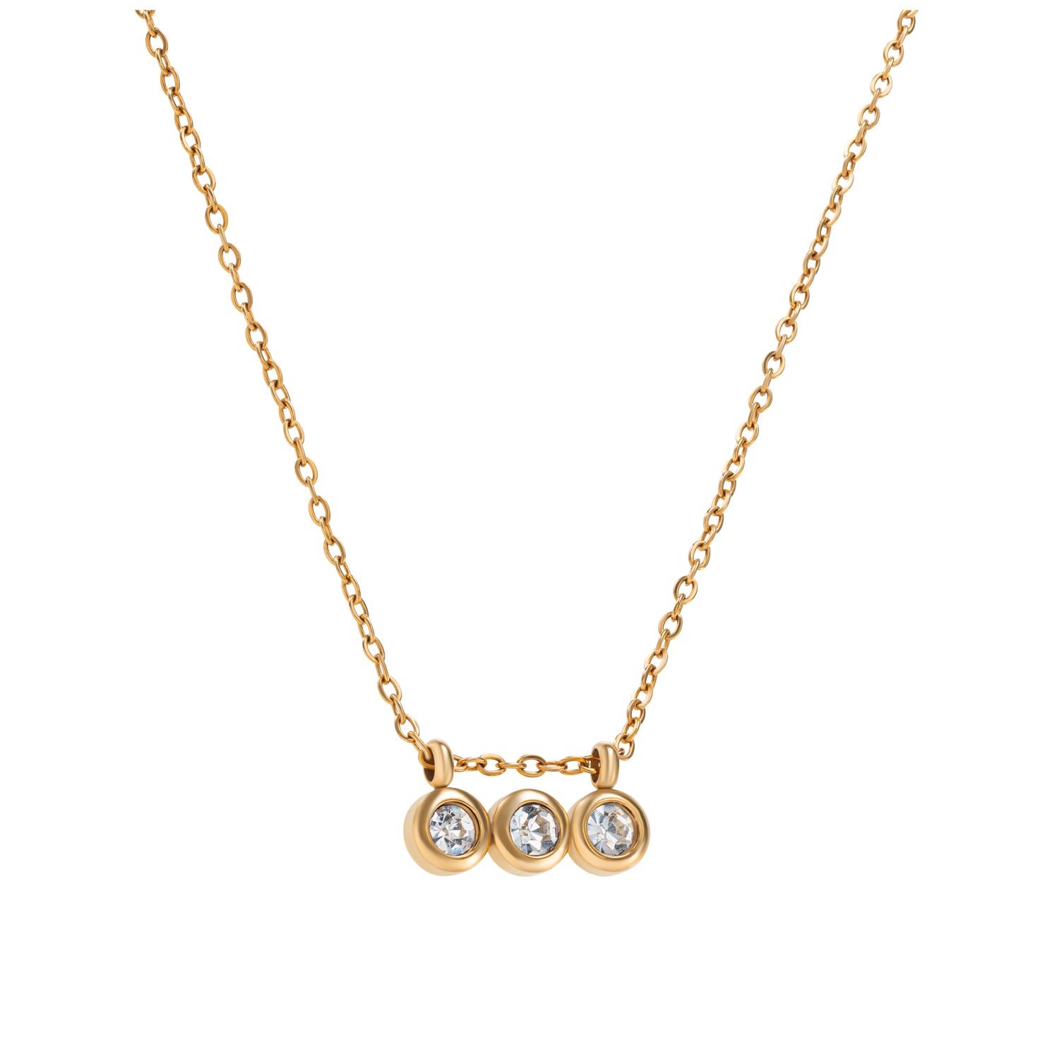 Tripple zirkonia ketting waterproof 18k goud verguld