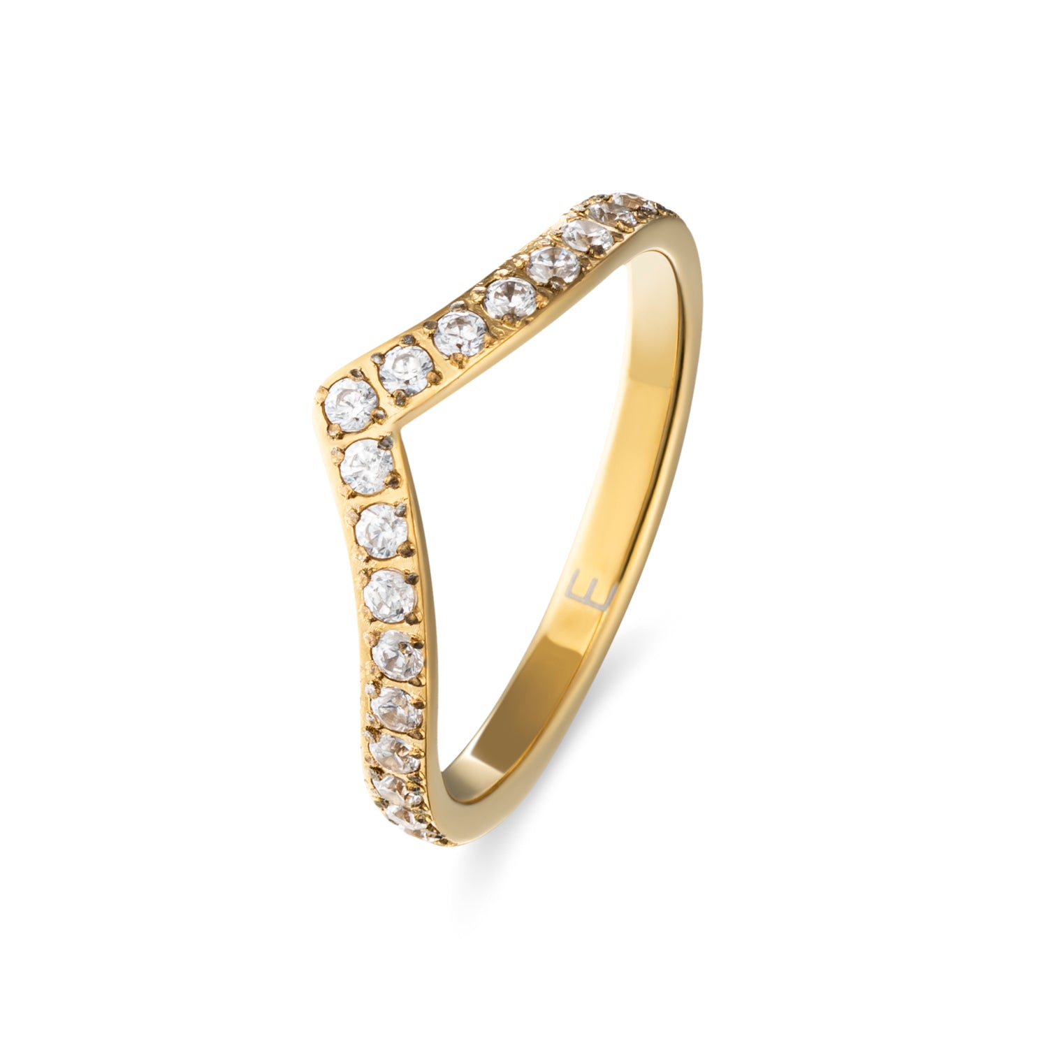 V Vorm ring 18K goud verguld waterproof zirkonia stenen