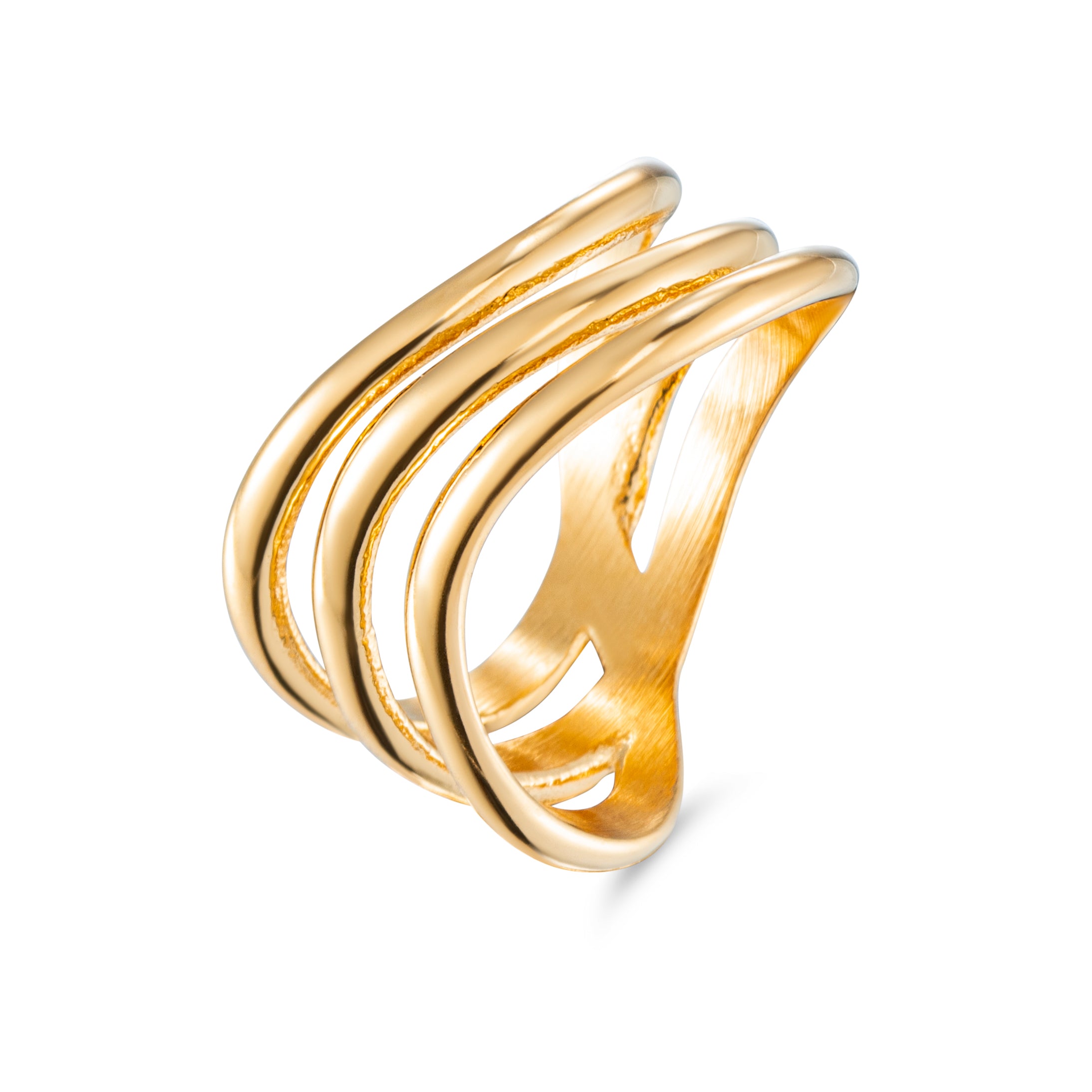 Wave ring 18k goud verguld waterproof