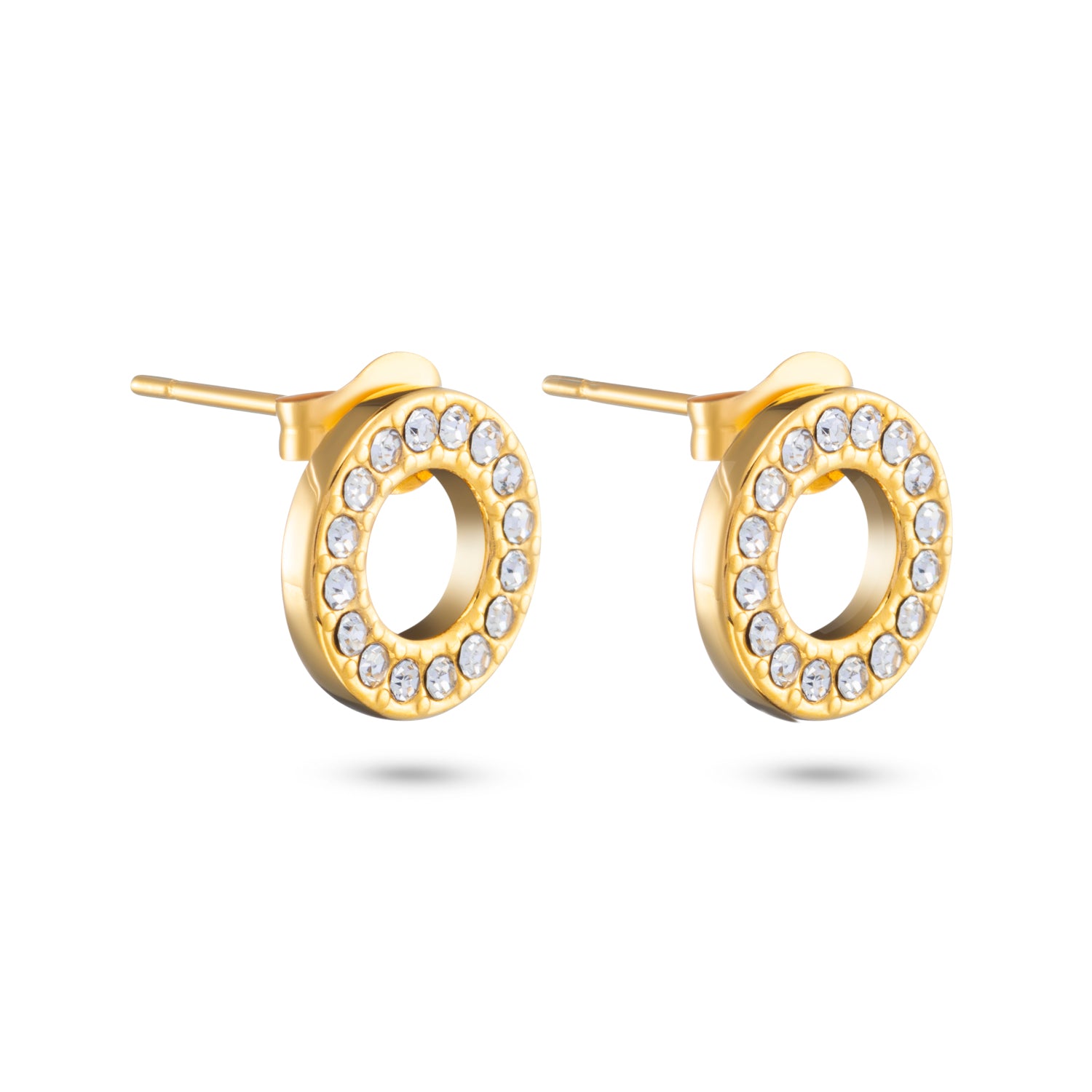 Zirkonia circle oorbellen 18k goud verguld zirkonia steentjes minimalistische look oorbellen