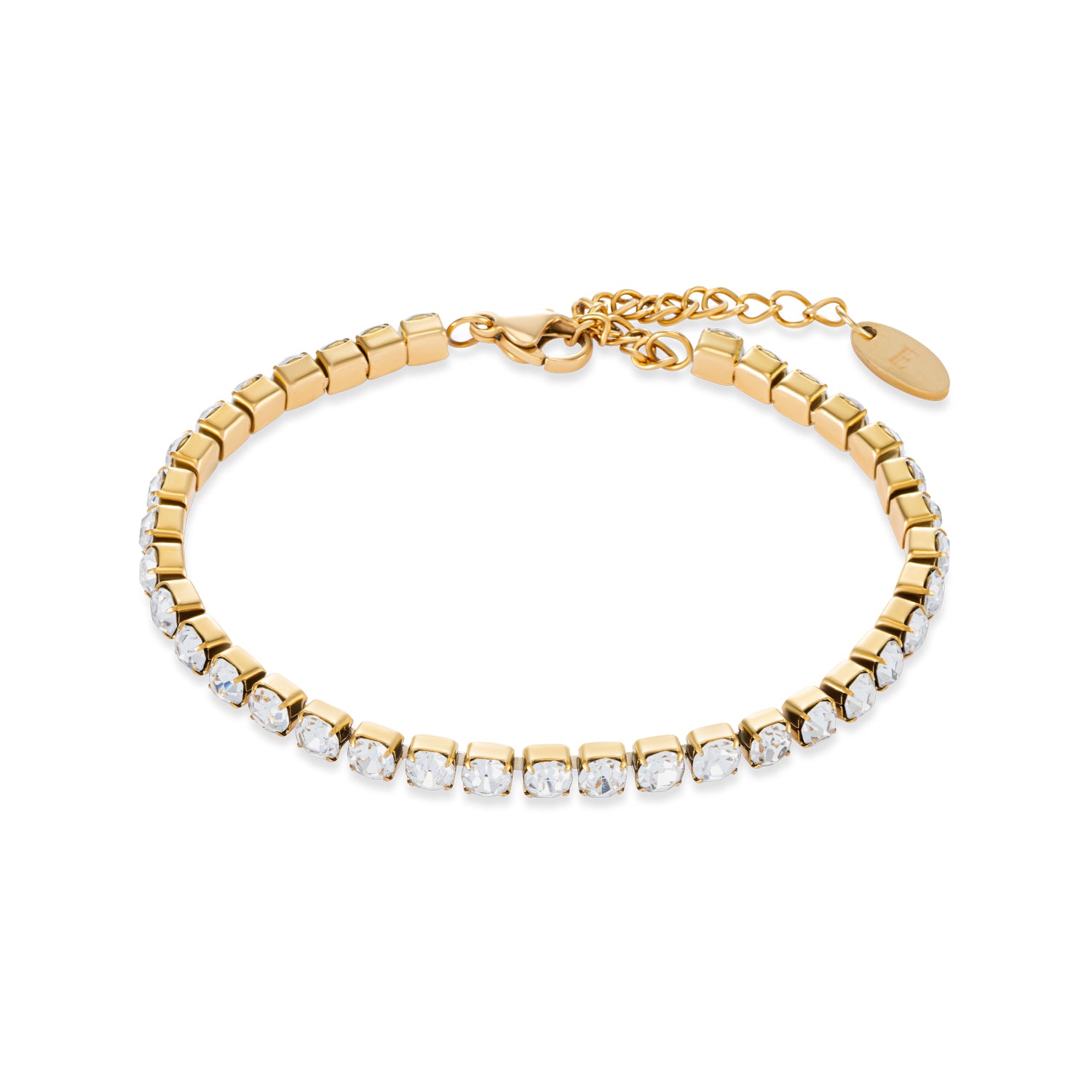 Zirkonia row bracelet 18k goud verguld waterproof