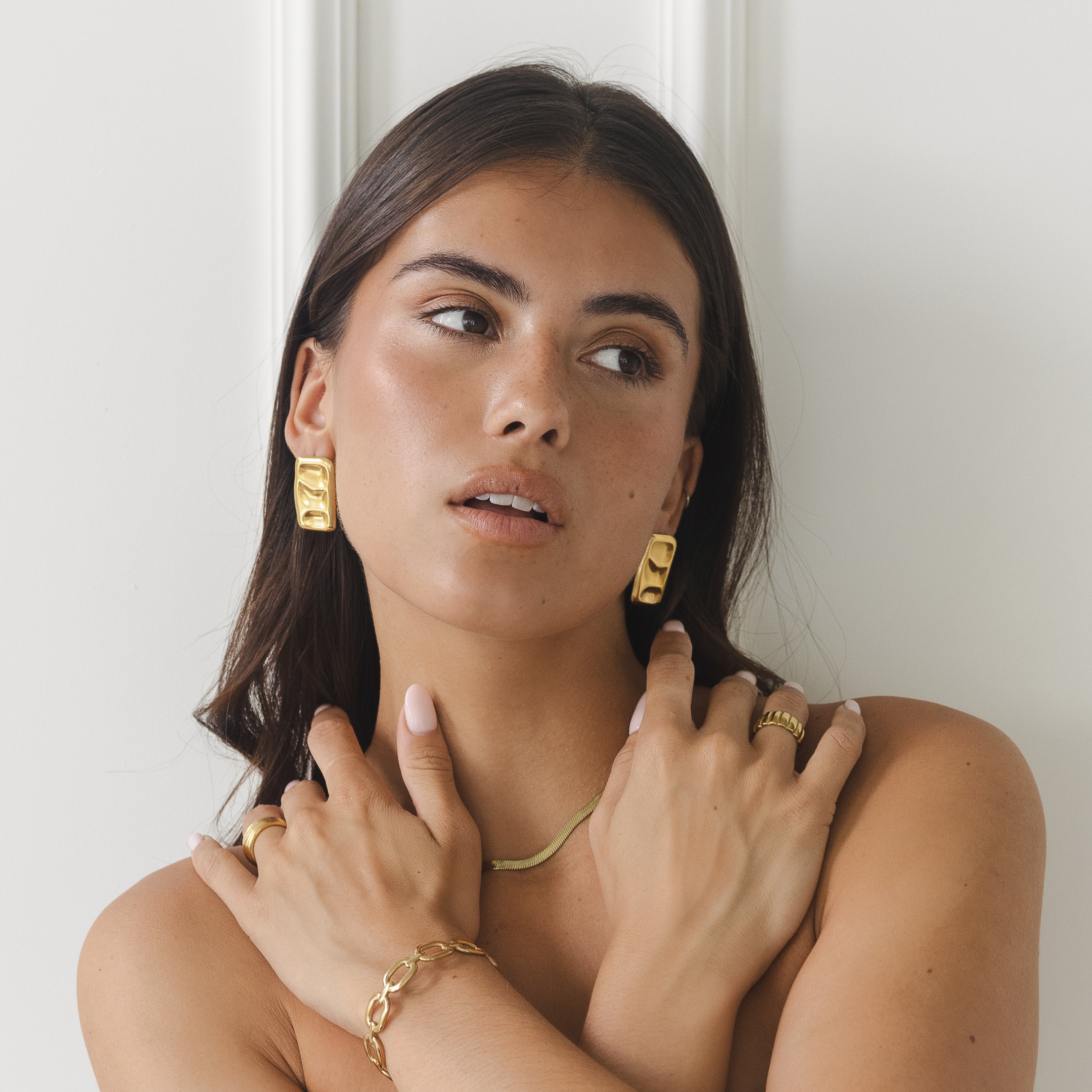 bold square gold oorbellen waterproof 18k goud verguld
