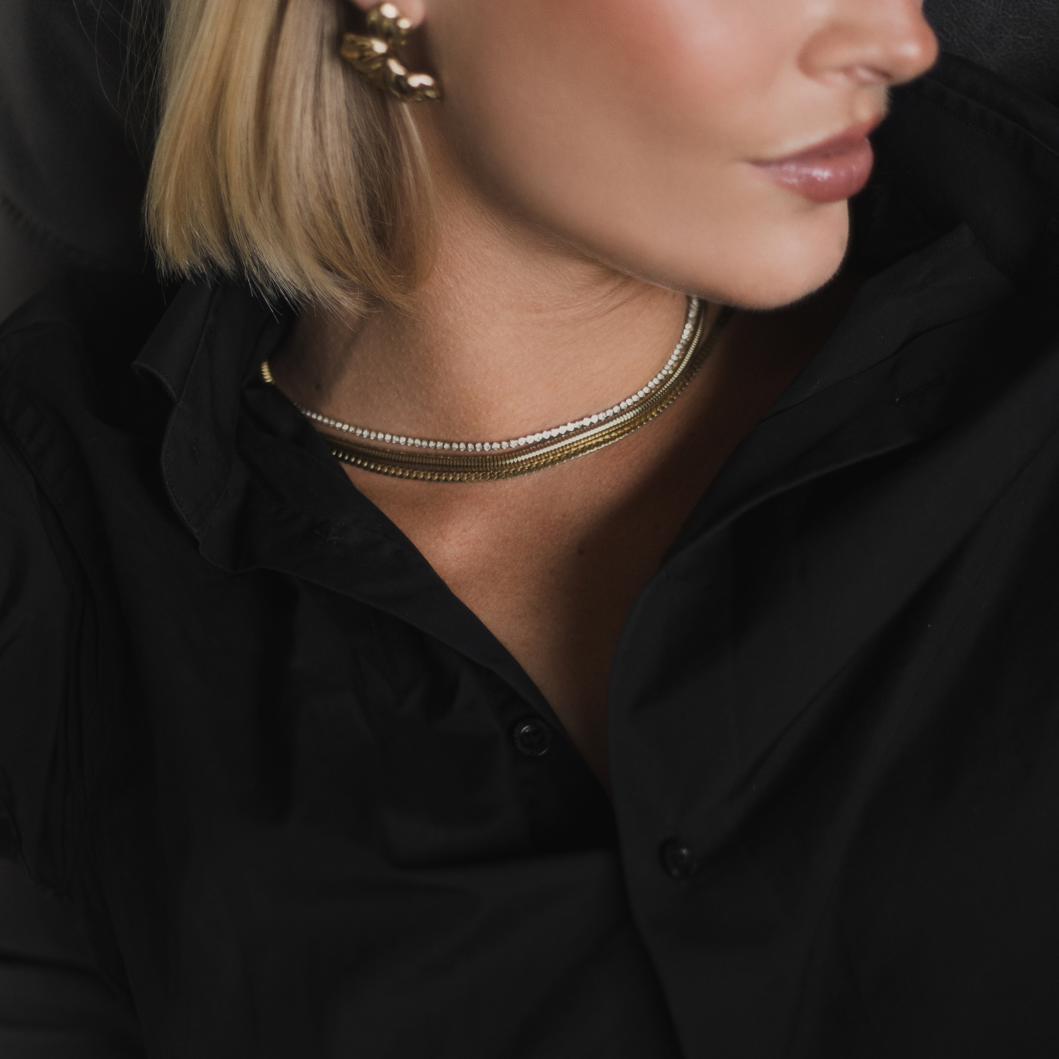 Zirkonia steentjes ketting Edorement 14k goud verguld waterproof