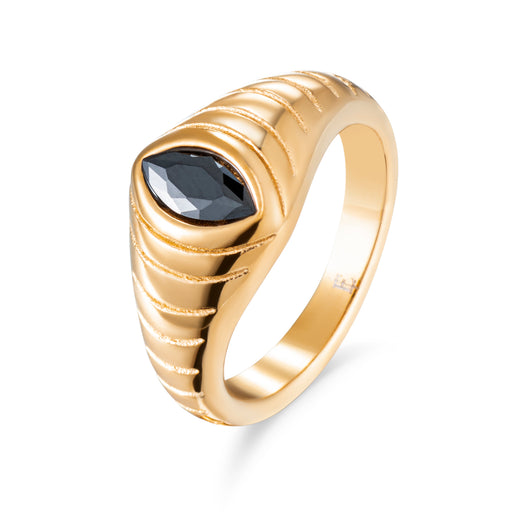 Black eye stone ring 18k goud verguld waterproof