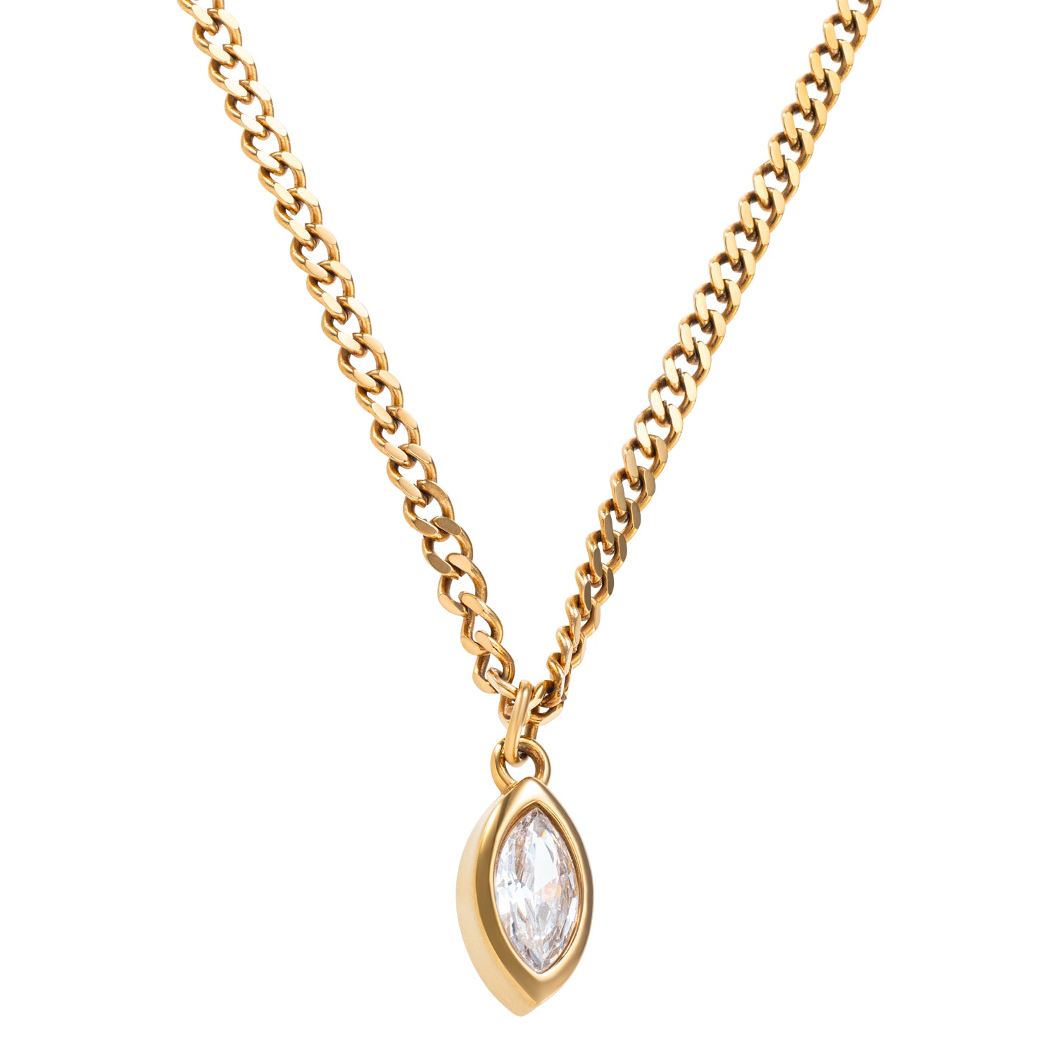 Cubic zirkonia ketting 18k goud verguld waterproof