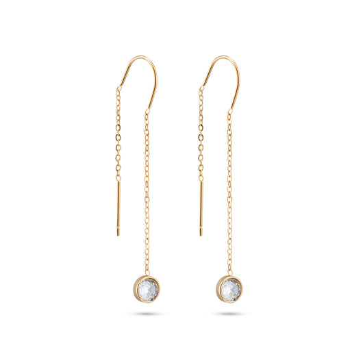 Diamond dangling oorbel 14k goud verguld waterproof zirkonia steen