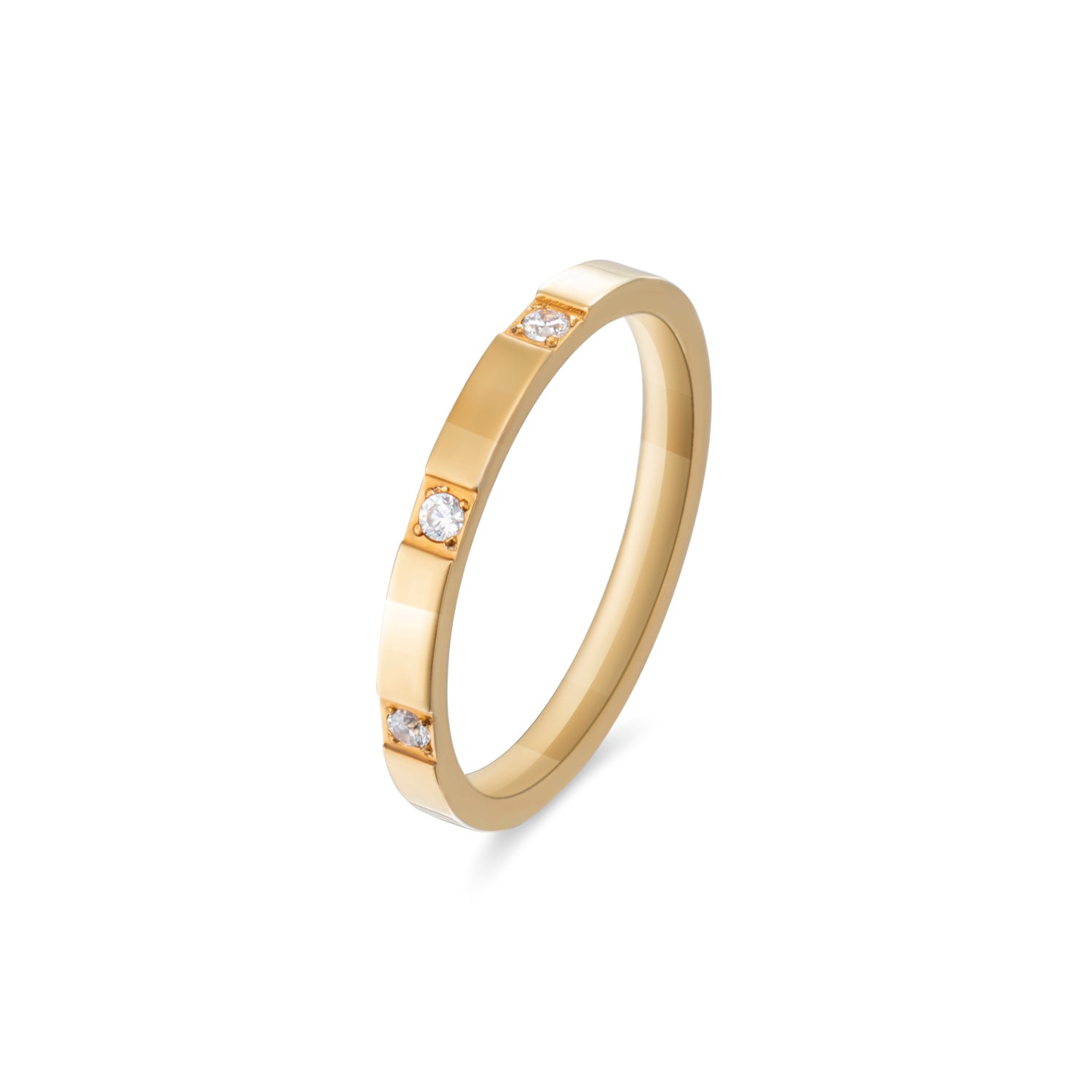 Dotted Brilliance ring 14k goud verguld zirkonia steentjes waterproof
