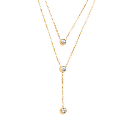 Double chain zirkonia ketting 18k goud verguld waterproof