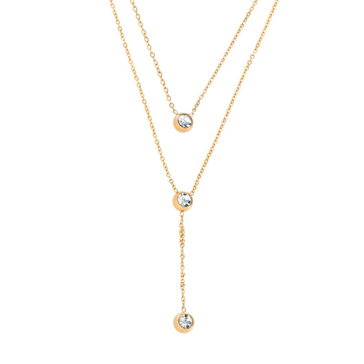 Double chain zirkonia ketting 18k goud verguld waterproof