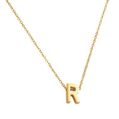 Goud vergulde initial ketting met letter R hanger – Edorement
