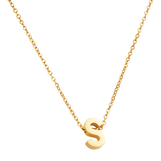 Goud vergulde initial ketting met letter S hanger waterproof