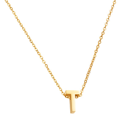 Goud vergulde initial ketting met letter T hanger waterproof