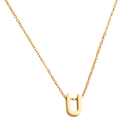 Goud vergulde initial ketting met letter U hanger waterproof