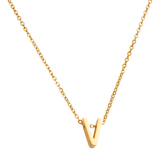 Goud vergulde initial ketting met letter V hanger waterproof