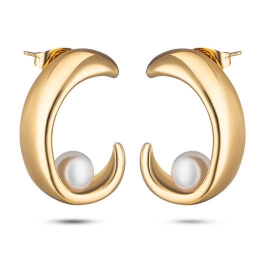 Pearl Eclipse Parel oorbellen 18k goud verguld waterproof
