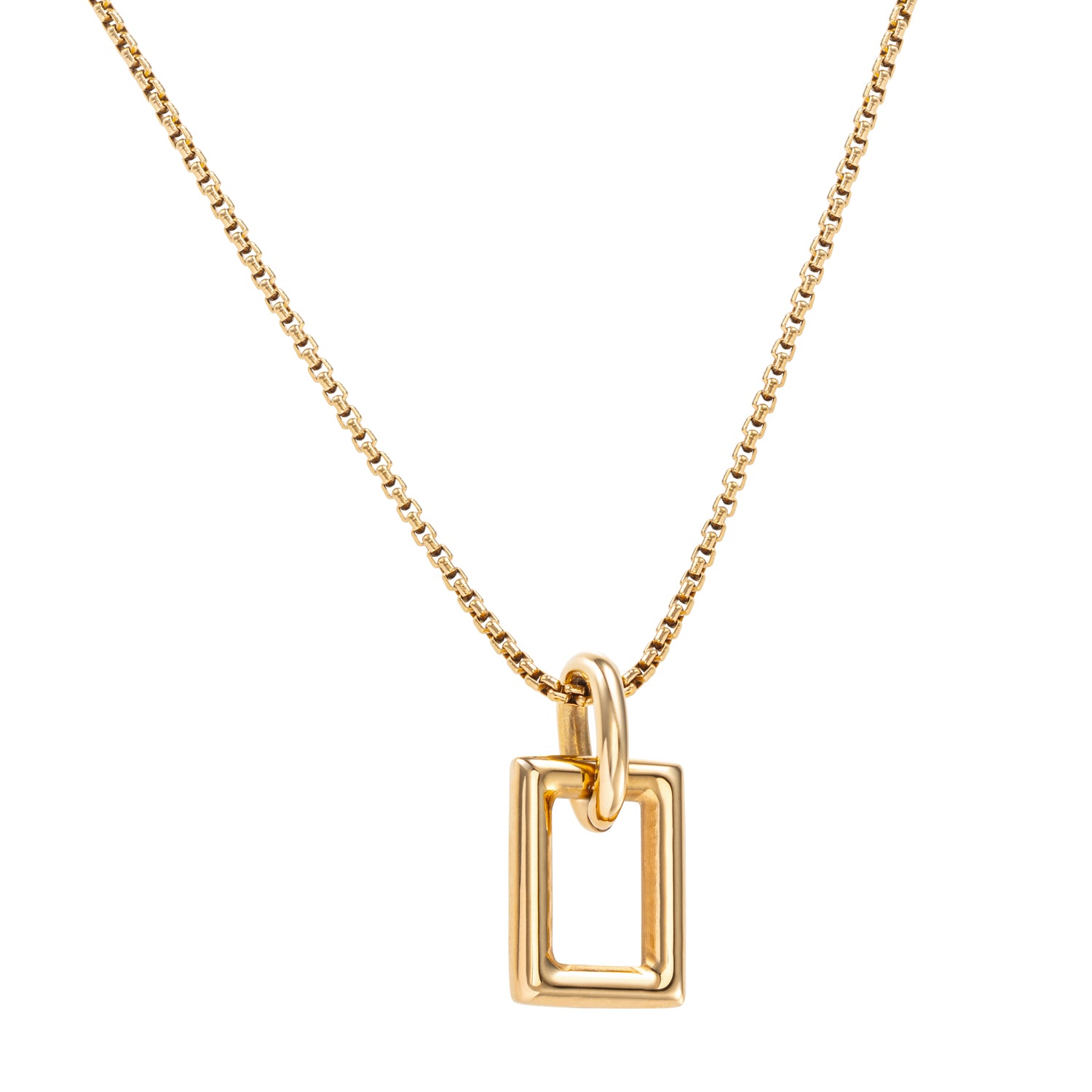 Square Pendant ketting 18k goud verguld waterproof