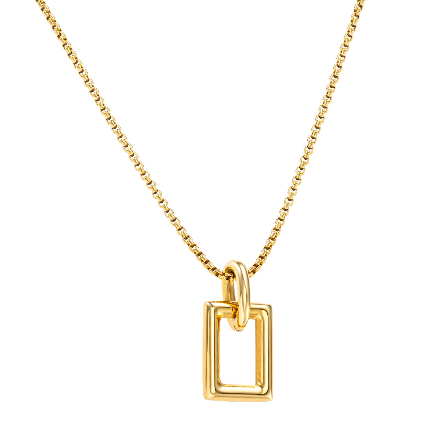 18k goud vergulde ketting waterproof elegant design square pendant