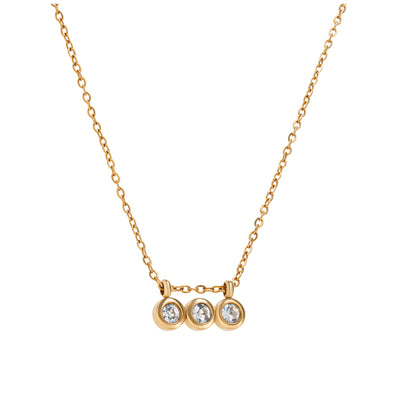 Tripple zirkonia ketting waterproof 18k goud verguld