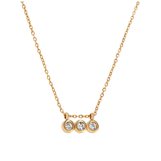 Tripple zirkonia ketting waterproof 18k goud verguld