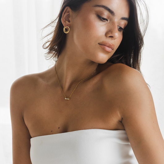 Minimal design stone necklace waterproof gold necklace