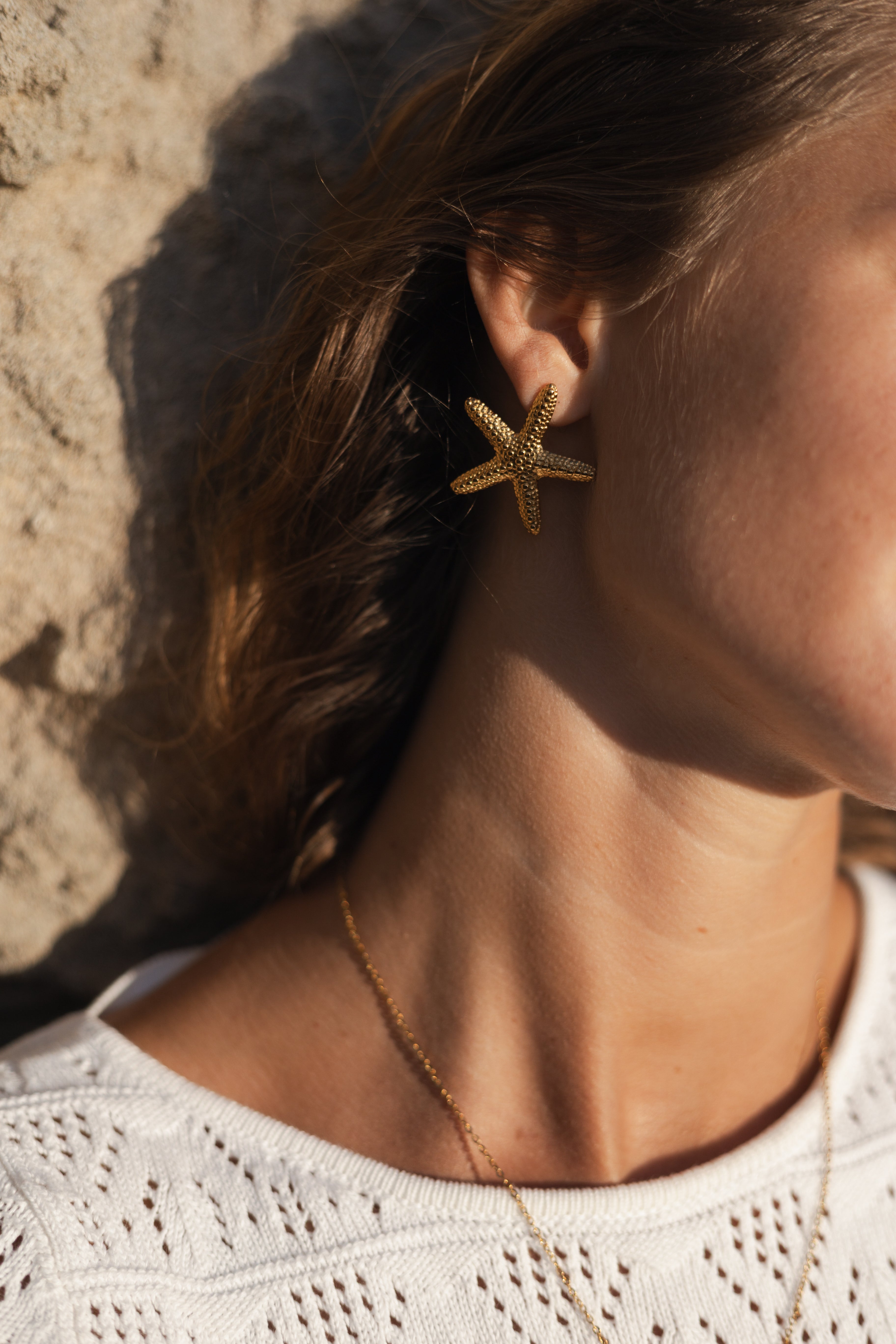Zeester oorbellen Edorement 18k goud verguld waterproof