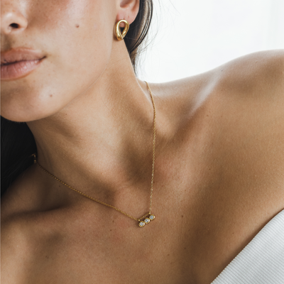 minimalistische ketting goud waterproof met zirkonia steentjes