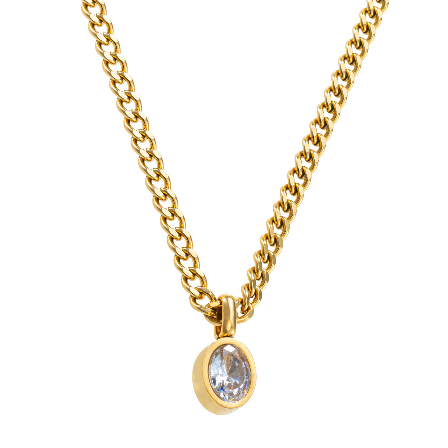 oval vintage ketting waterproof 18K goud verguld