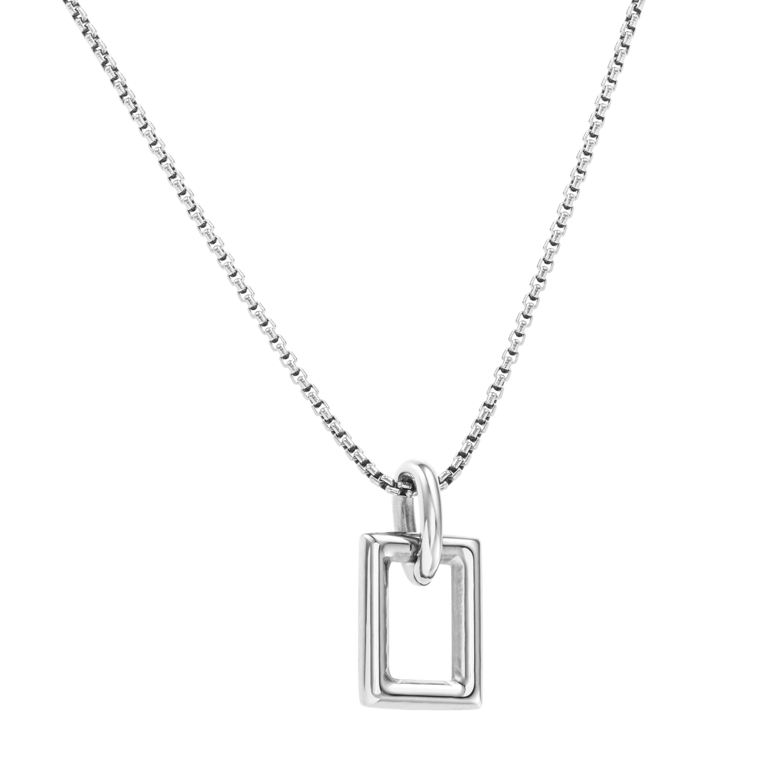 zilverkleur waterproof ketting elegant design square pendant