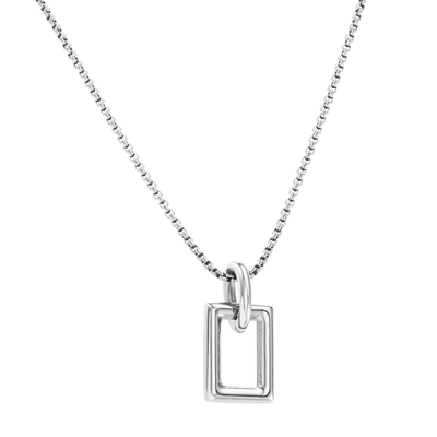 zilverkleur waterproof ketting elegant design square pendant